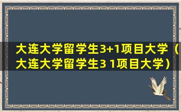 大连大学留学生3+1项目大学（大连大学留学生3 1项目大学）